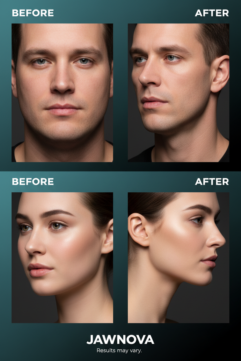 Jawnova Jaw Exerciser Before and After Results - Male and Female